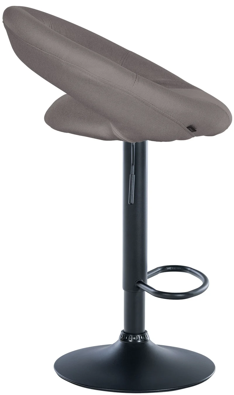 Tabouret de bar x1 assise ronde et style contemporain en tissu gris et métal noir 10_0005921