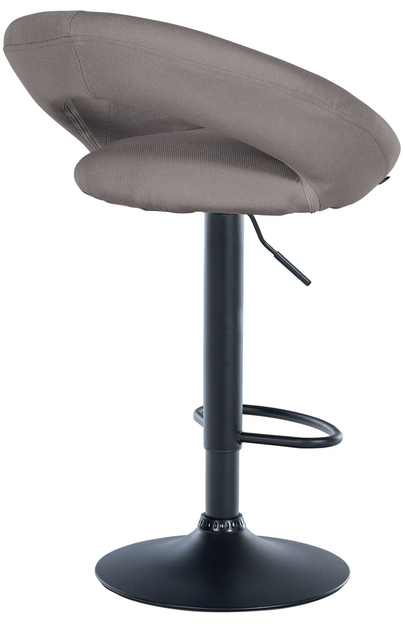 Tabouret de bar x1 assise ronde et style contemporain en tissu gris et métal noir 10_0005921