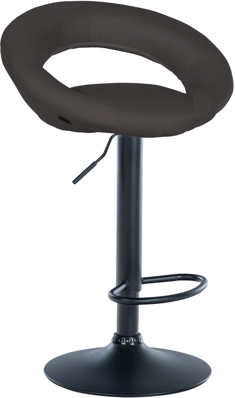 Tabouret de bar x1 assise ronde et style contemporain en tissu gris foncé et métal noir 10_0005902