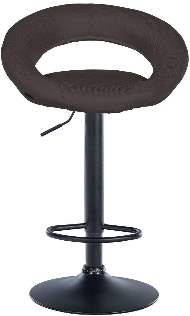 Tabouret de bar x1 assise ronde et style contemporain en tissu gris foncé et métal noir 10_0005902