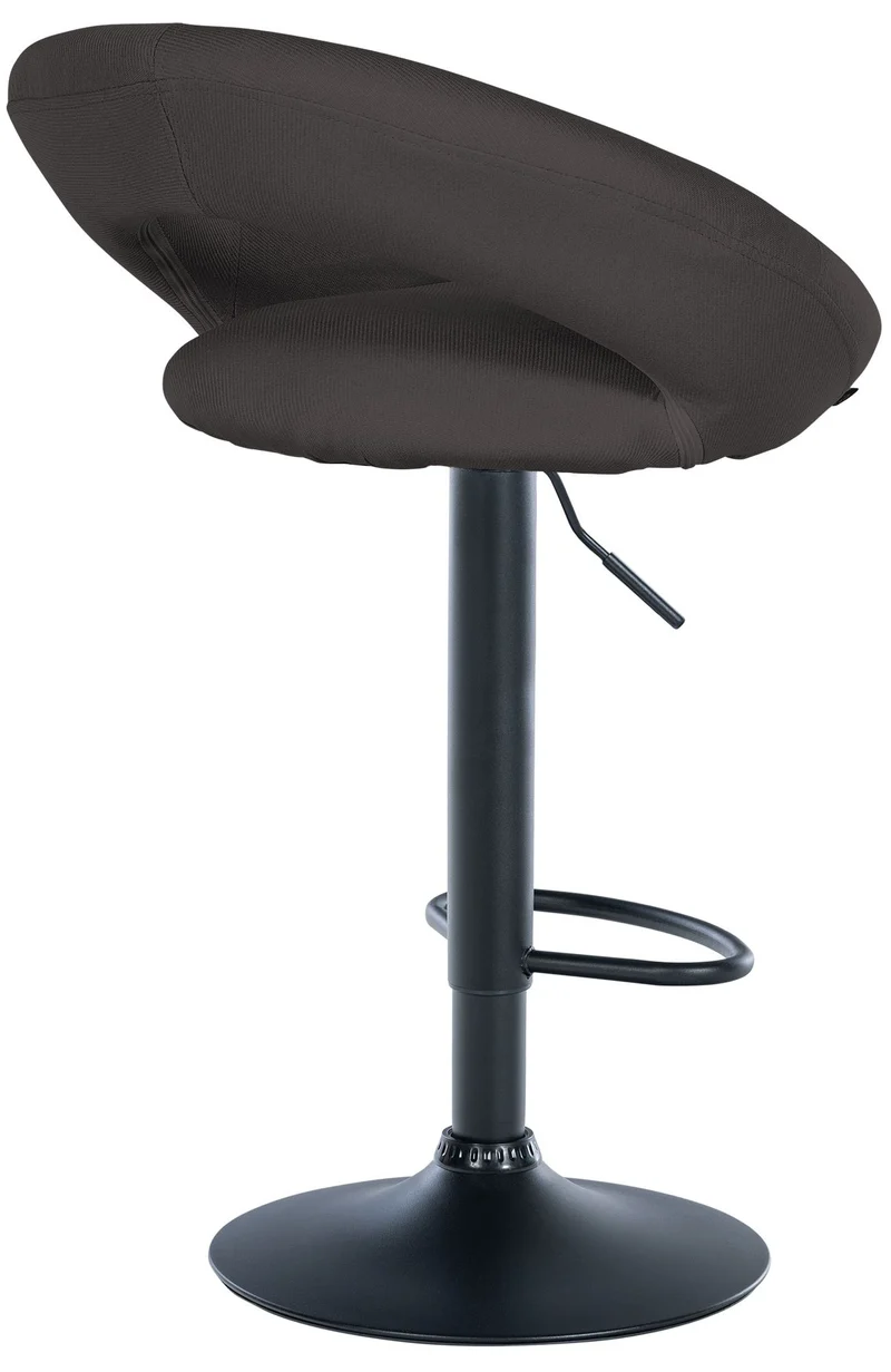 Tabouret de bar x1 assise ronde et style contemporain en tissu gris foncé et métal noir 10_0005902