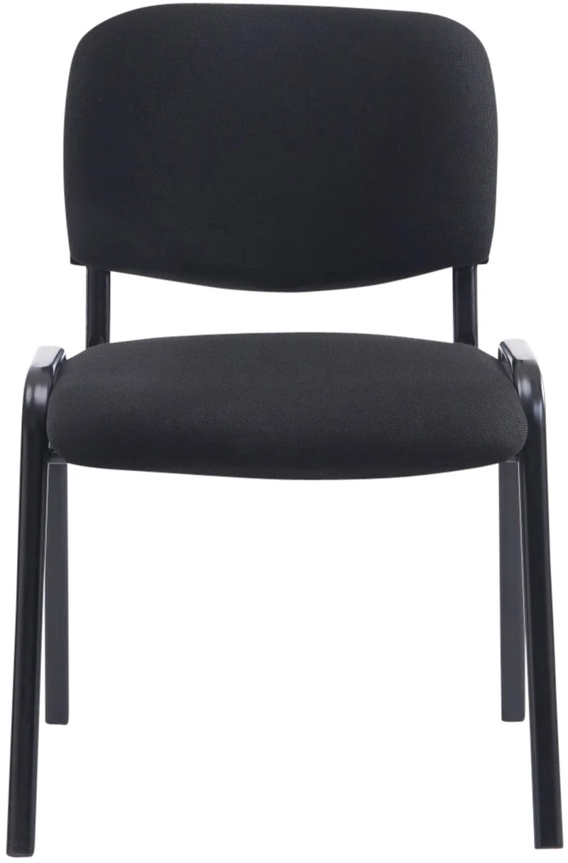 Chaise de bureau salle d'attente visiteur empilable confortablement rembourré en tissu et métal noir 10_0001905