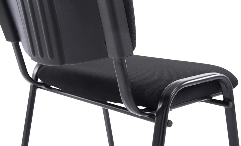 Chaise de bureau salle d'attente visiteur empilable confortablement rembourré en tissu et métal noir 10_0001905