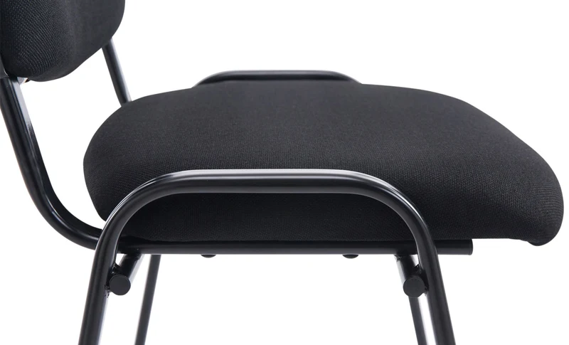 Chaise de bureau salle d'attente visiteur empilable confortablement rembourré en tissu et métal noir 10_0001905