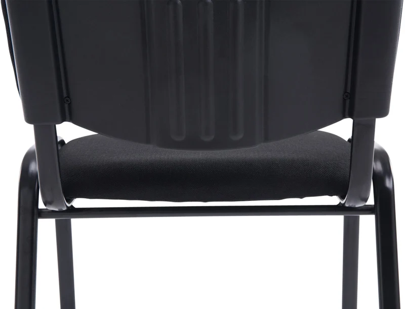 Chaise de bureau salle d'attente visiteur empilable confortablement rembourré en tissu et métal noir 10_0001905