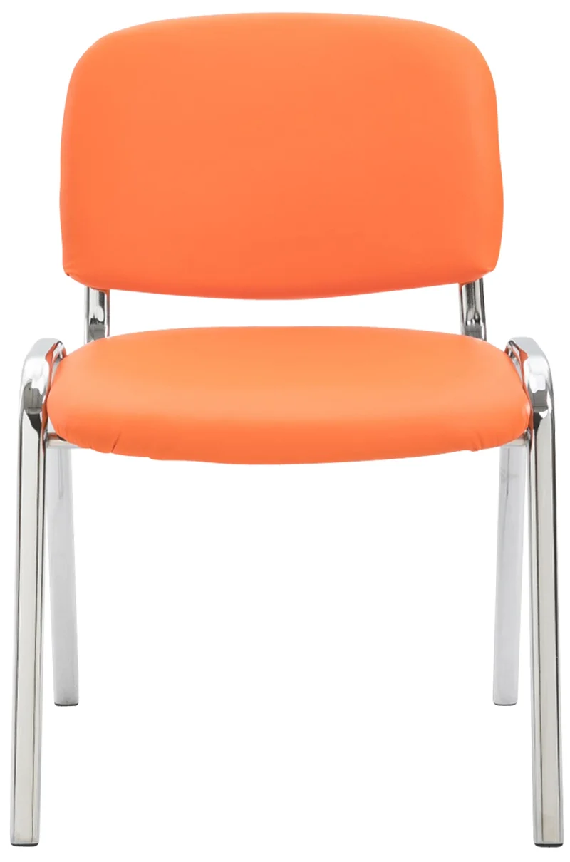 Chaise visiteur empilable zone d'attente en PVC orange piètement à 4 pieds en métal chromé 10_0003363