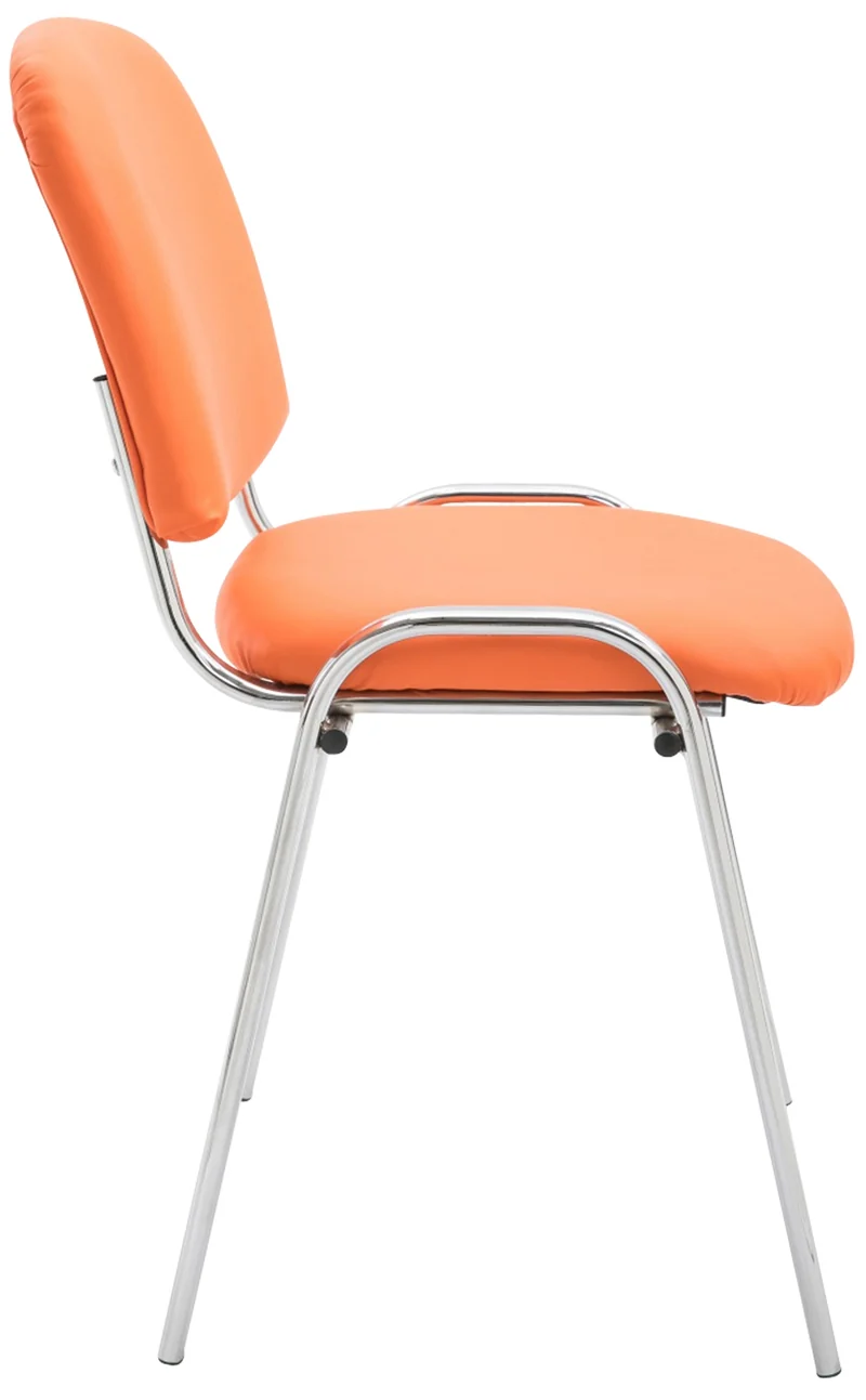 Chaise visiteur empilable zone d'attente en PVC orange piètement à 4 pieds en métal chromé 10_0003363