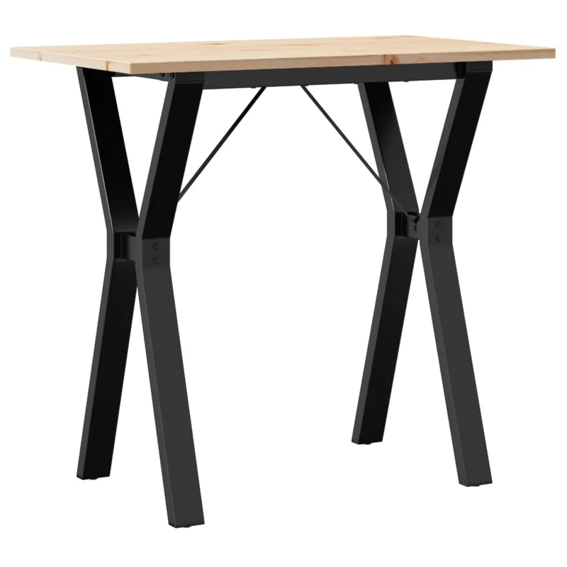 Table de salle à manger cuisine design industriel 80 x 50 x 75 cm bois de pin massif et acier DEC036838