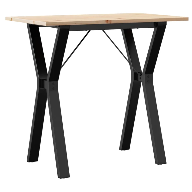 Table de salle à manger cuisine design industriel 80 x 50 x 75 cm bois de pin massif et acier DEC036838