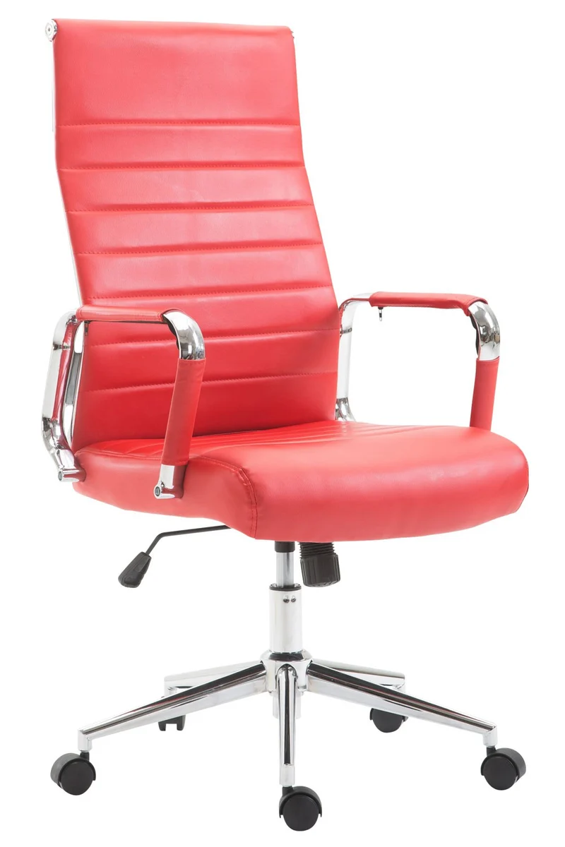 Fauteuil de bureau en synthétique rouge avec assise rembourrée pivotant BUR10244