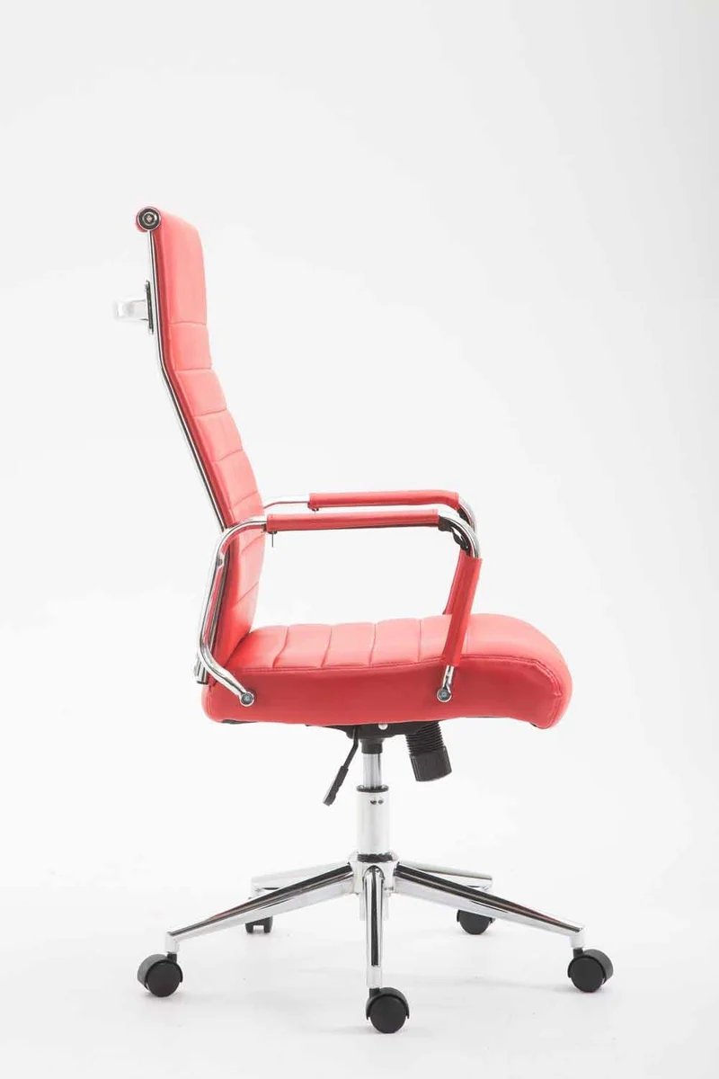Fauteuil de bureau en synthétique rouge avec assise rembourrée pivotant BUR10244