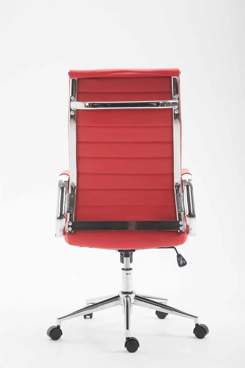 Fauteuil de bureau en synthétique rouge avec assise rembourrée pivotant BUR10244