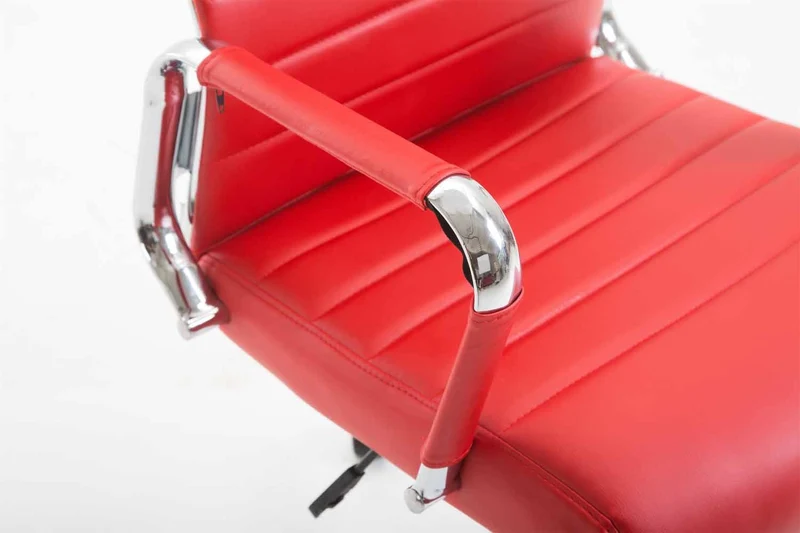 Fauteuil de bureau en synthétique rouge avec assise rembourrée pivotant BUR10244