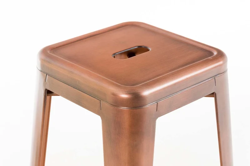 Lot de 2 tabourets de bar style industriel en métal avec repose-pieds cuivre vieilli vintage TDB10114