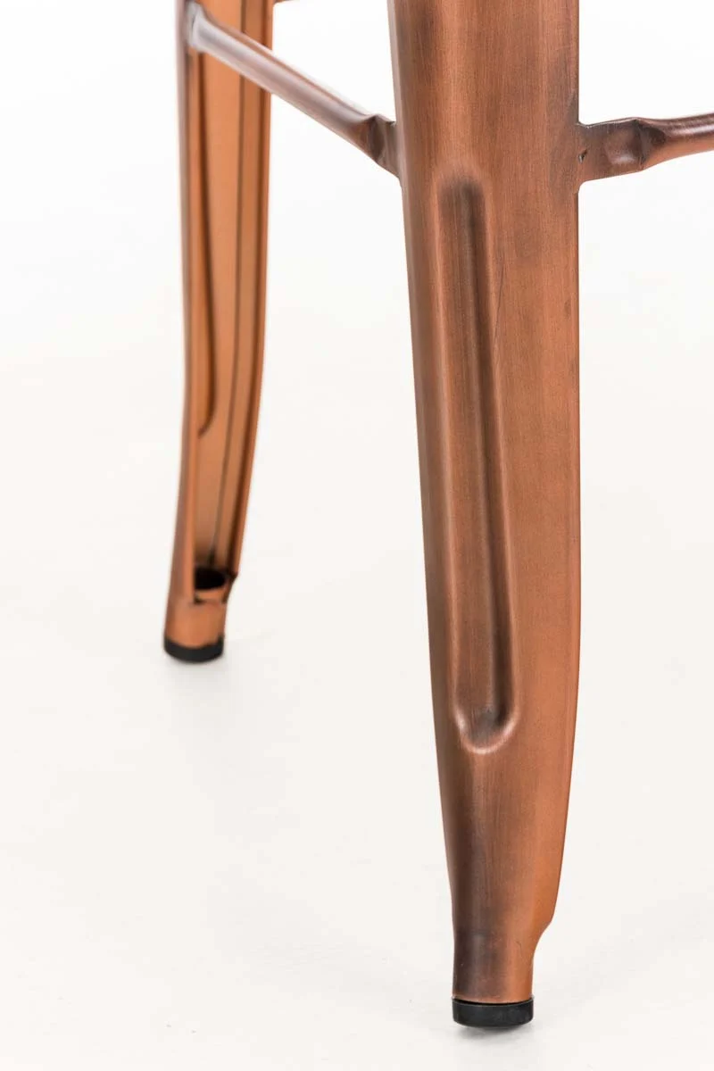 Lot de 2 tabourets de bar style industriel en métal avec repose-pieds cuivre vieilli vintage TDB10114