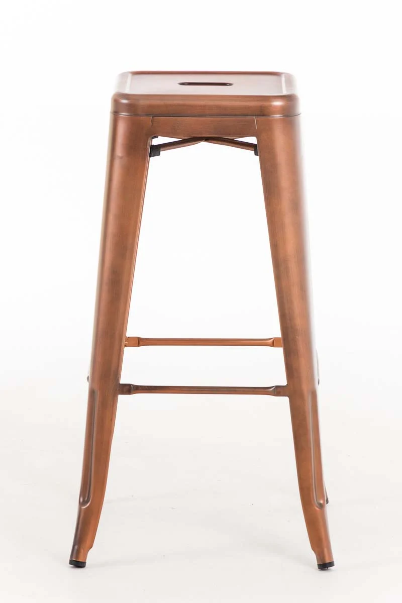 Lot de 2 tabourets de bar style industriel en métal avec repose-pieds cuivre vieilli vintage TDB10114