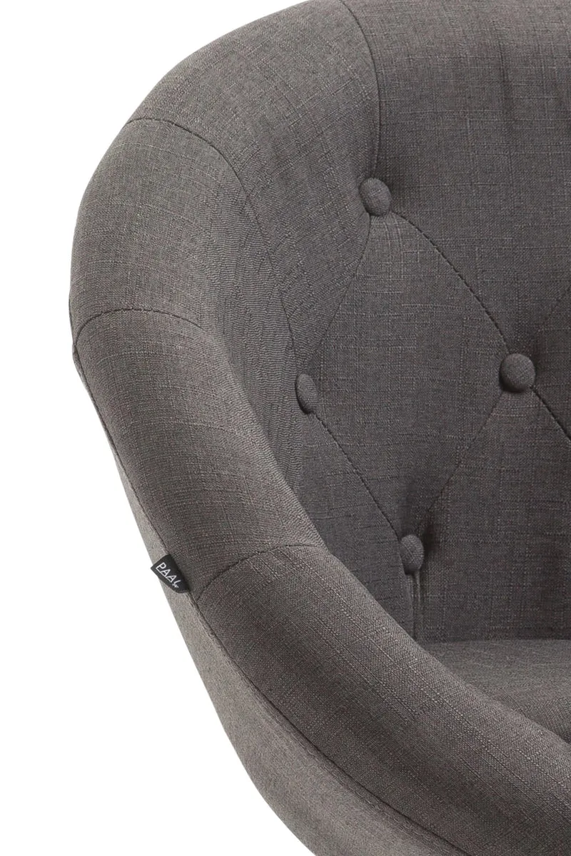 Tabouret de bar design moderne forme œuf capitonné avec repose-pieds en métal chromé tissu gris foncé TDB10335