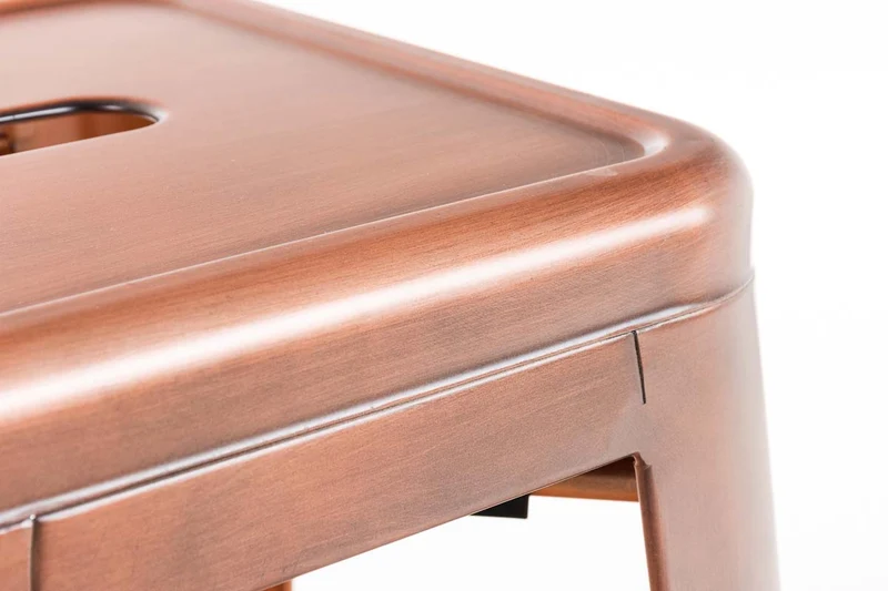 Tabouret de bar empilable avec repose-pieds design industriel factory métal cuivré TDB10407