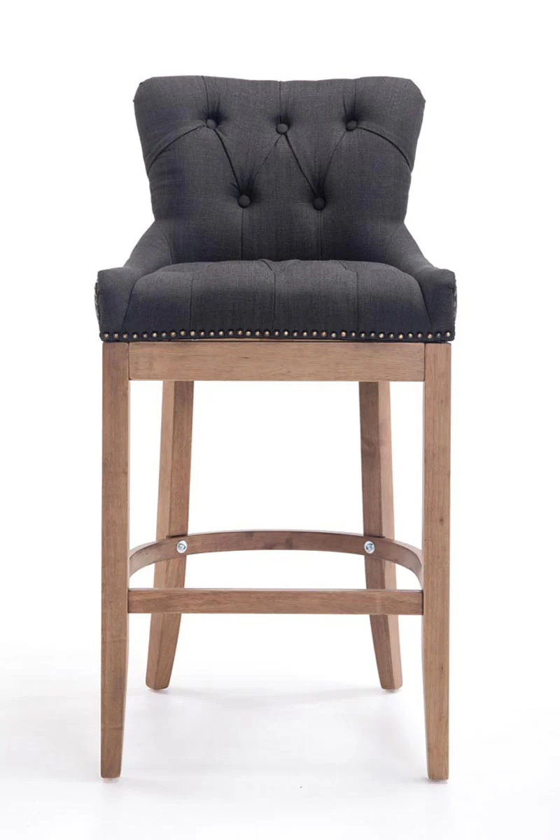 Tabouret de bar avec repose-pied design moderne tissu gris foncé etpieds en bois de caoutchouc 10_0001056