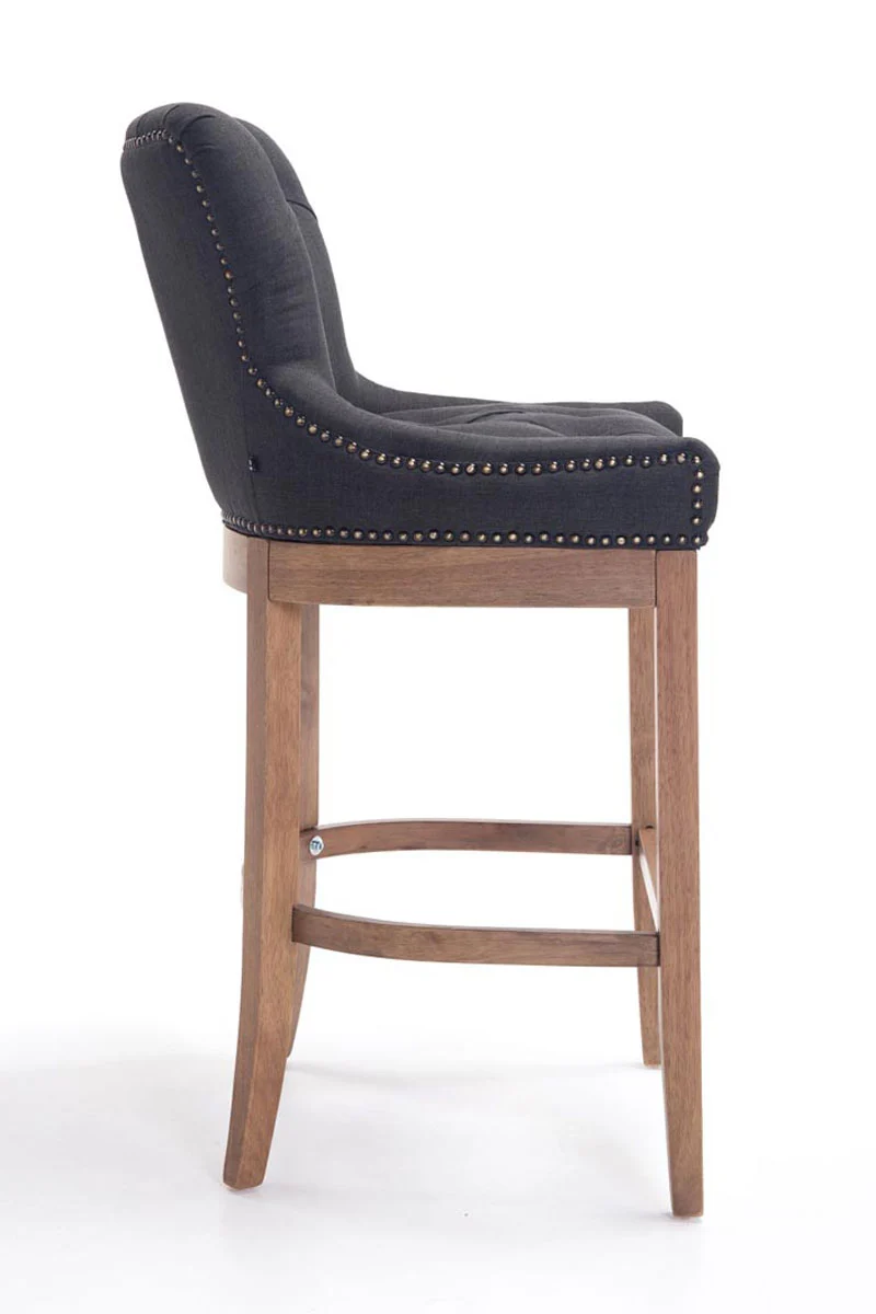 Tabouret de bar avec repose-pied design moderne tissu gris foncé etpieds en bois de caoutchouc 10_0001056