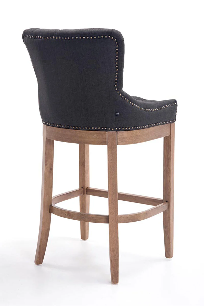Tabouret de bar avec repose-pied design moderne tissu gris foncé etpieds en bois de caoutchouc 10_0001056