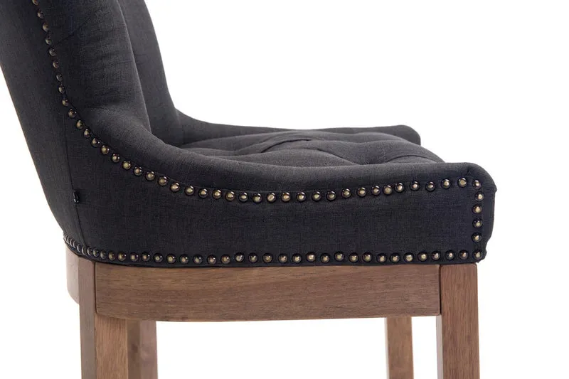 Tabouret de bar avec repose-pied design moderne tissu gris foncé etpieds en bois de caoutchouc 10_0001056