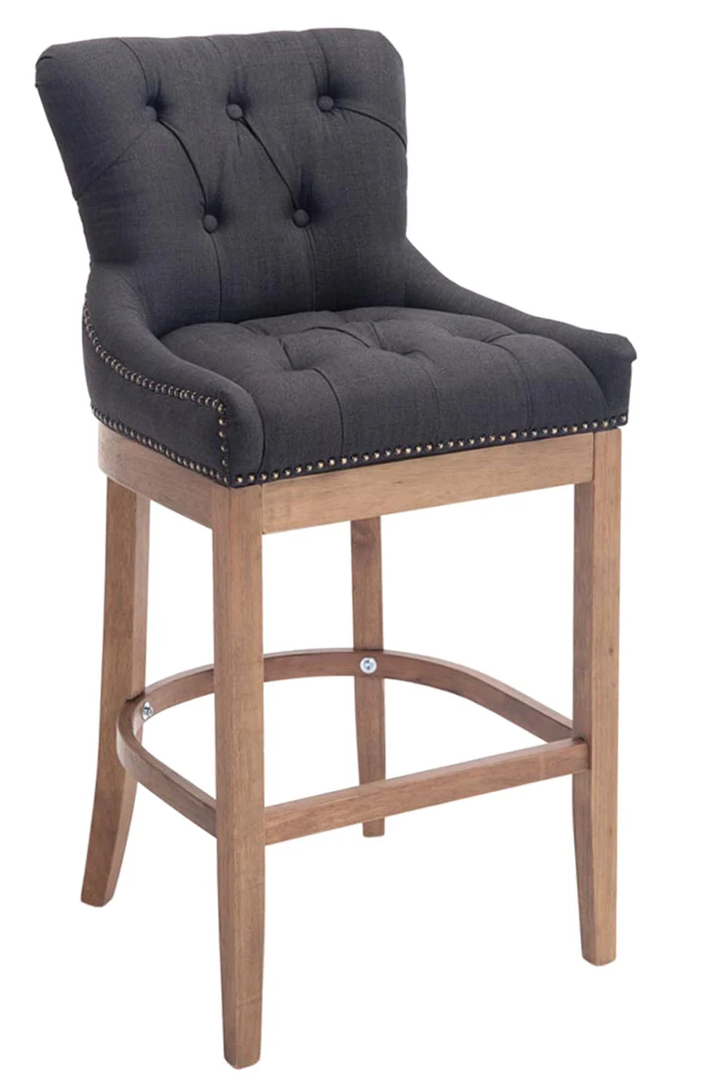 Tabouret de bar avec repose-pied design moderne tissu gris foncé etpieds en bois de caoutchouc 10_0001056