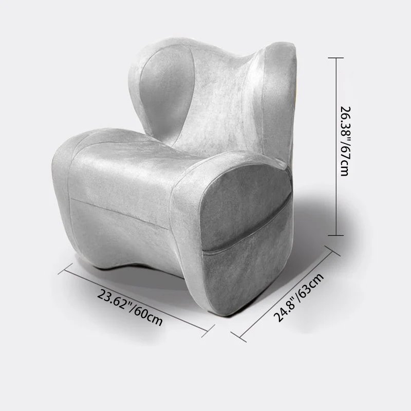 Modern Minimalist Linen & Velvet EPS Curved Accent Chair With Backrest And Storage Pocket For Living Room