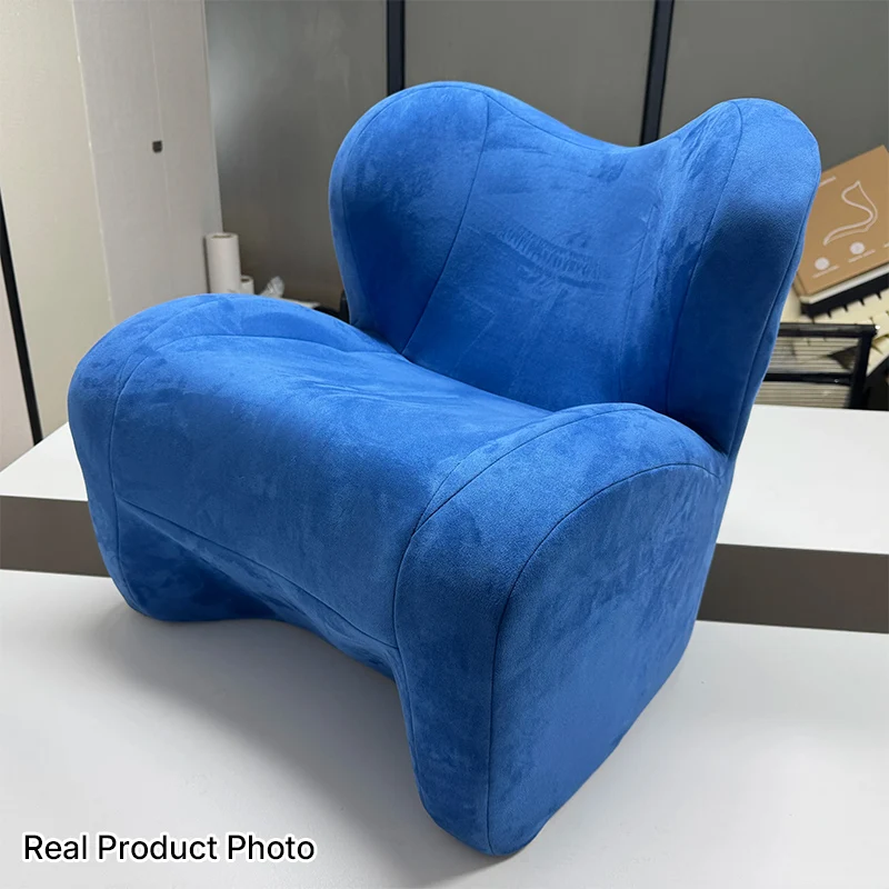 Modern Minimalist Linen & Velvet EPS Curved Accent Chair With Backrest And Storage Pocket For Living Room