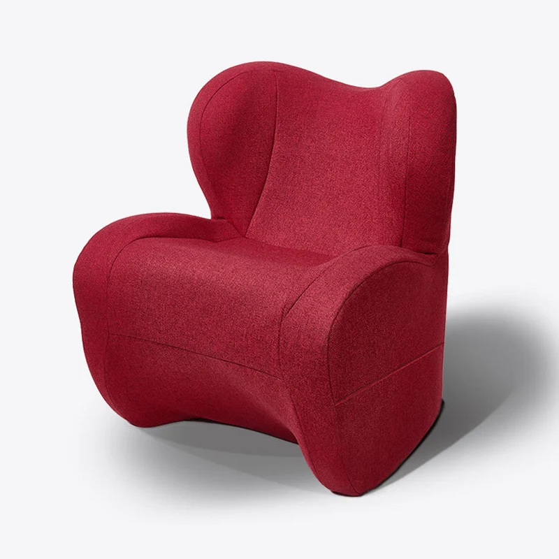 Modern Minimalist Linen & Velvet EPS Curved Accent Chair With Backrest And Storage Pocket For Living Room