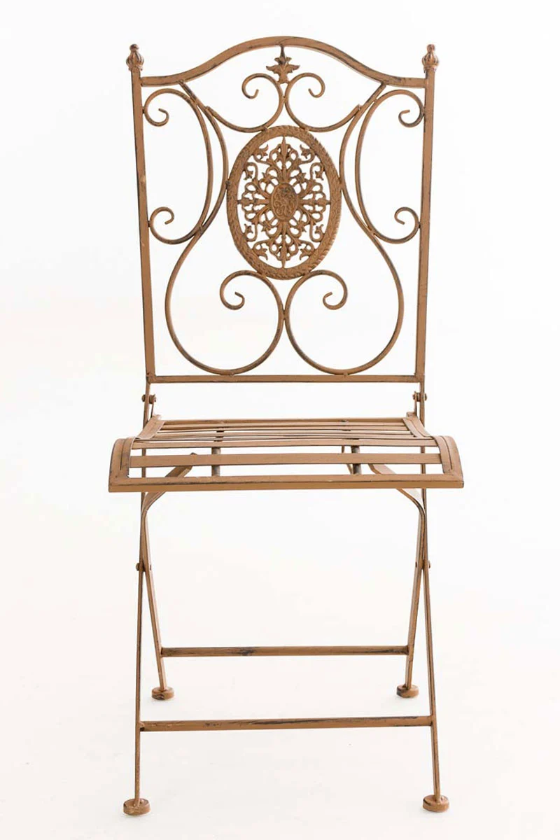Chaise de jardin balcon terrasse design rustique pliable en métal marron vieilli 10_0003032