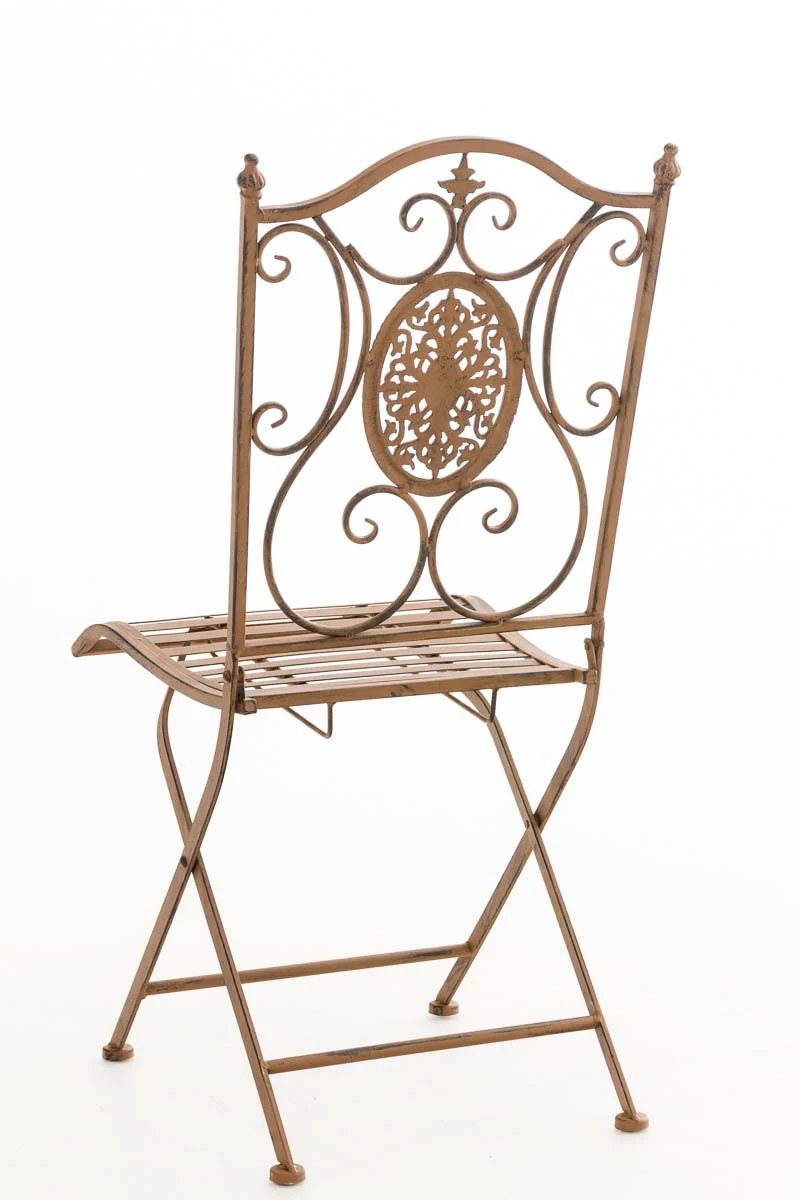 Chaise de jardin balcon terrasse design rustique pliable en métal marron vieilli 10_0003032