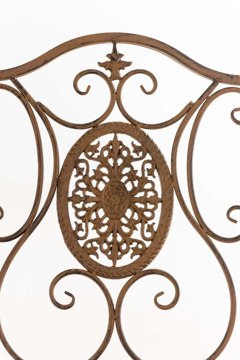 Chaise de jardin balcon terrasse design rustique pliable en métal marron vieilli 10_0003032