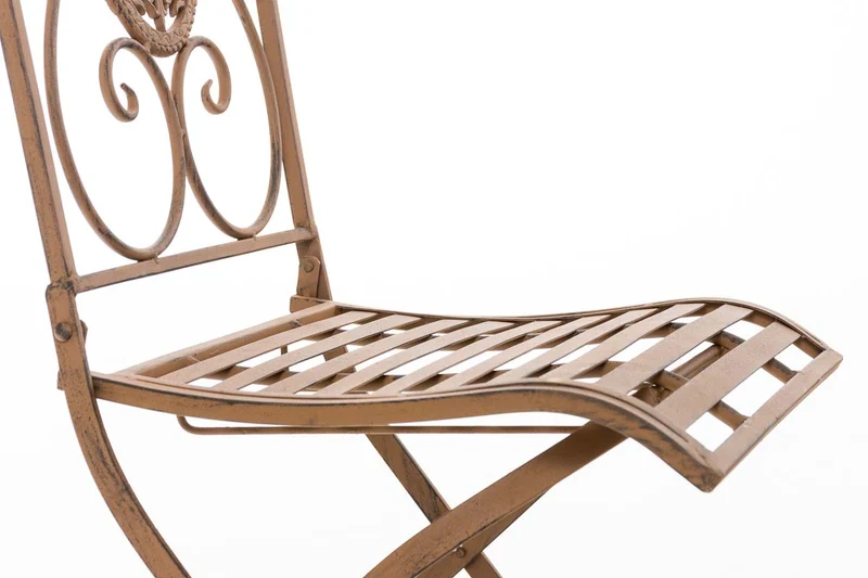 Chaise de jardin balcon terrasse design rustique pliable en métal marron vieilli 10_0003032
