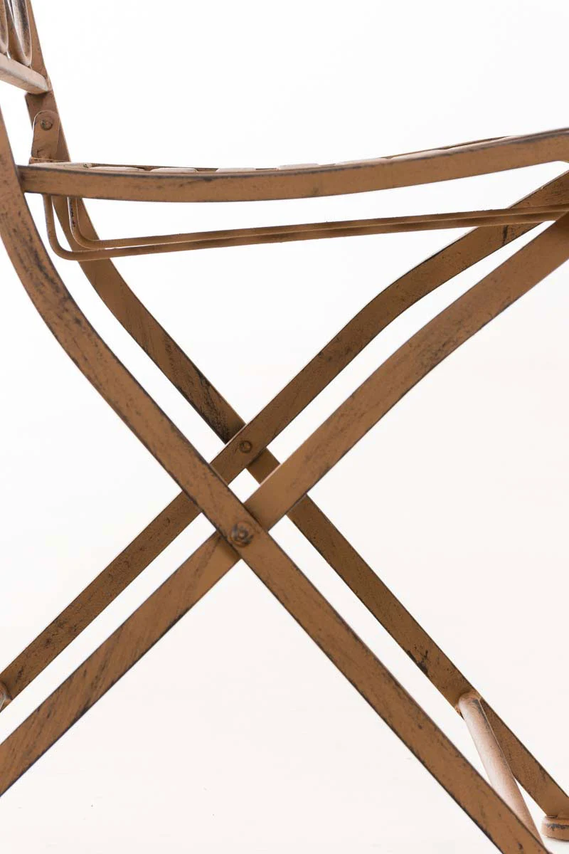 Chaise de jardin balcon terrasse design rustique pliable en métal marron vieilli 10_0003032