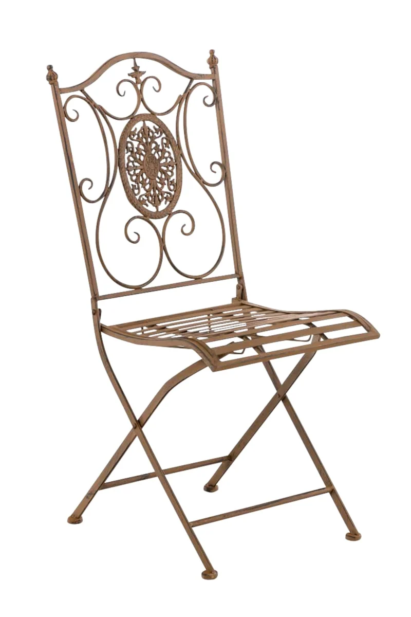 Lot de 2 chaises de jardin balcon terrasse design rustique pliable en métal marron vieilli 10_0002872