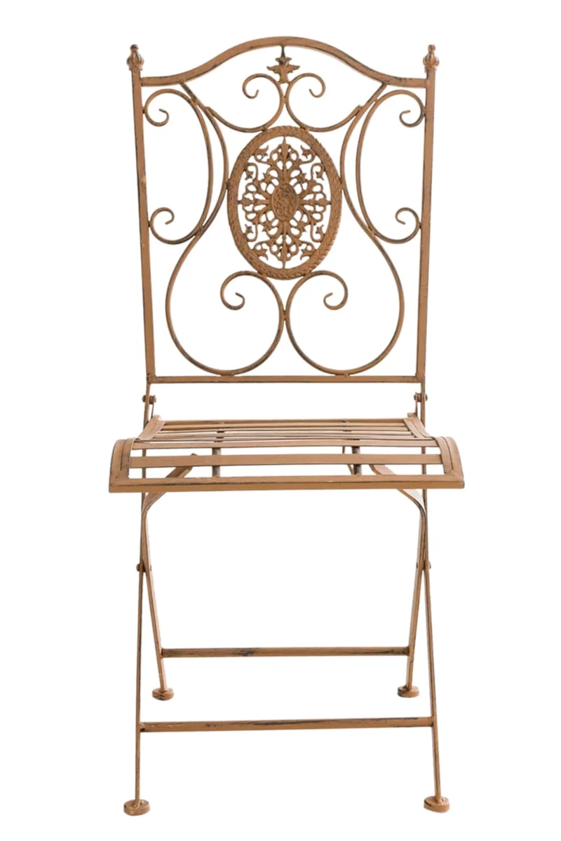 Lot de 2 chaises de jardin balcon terrasse design rustique pliable en métal marron vieilli 10_0002872