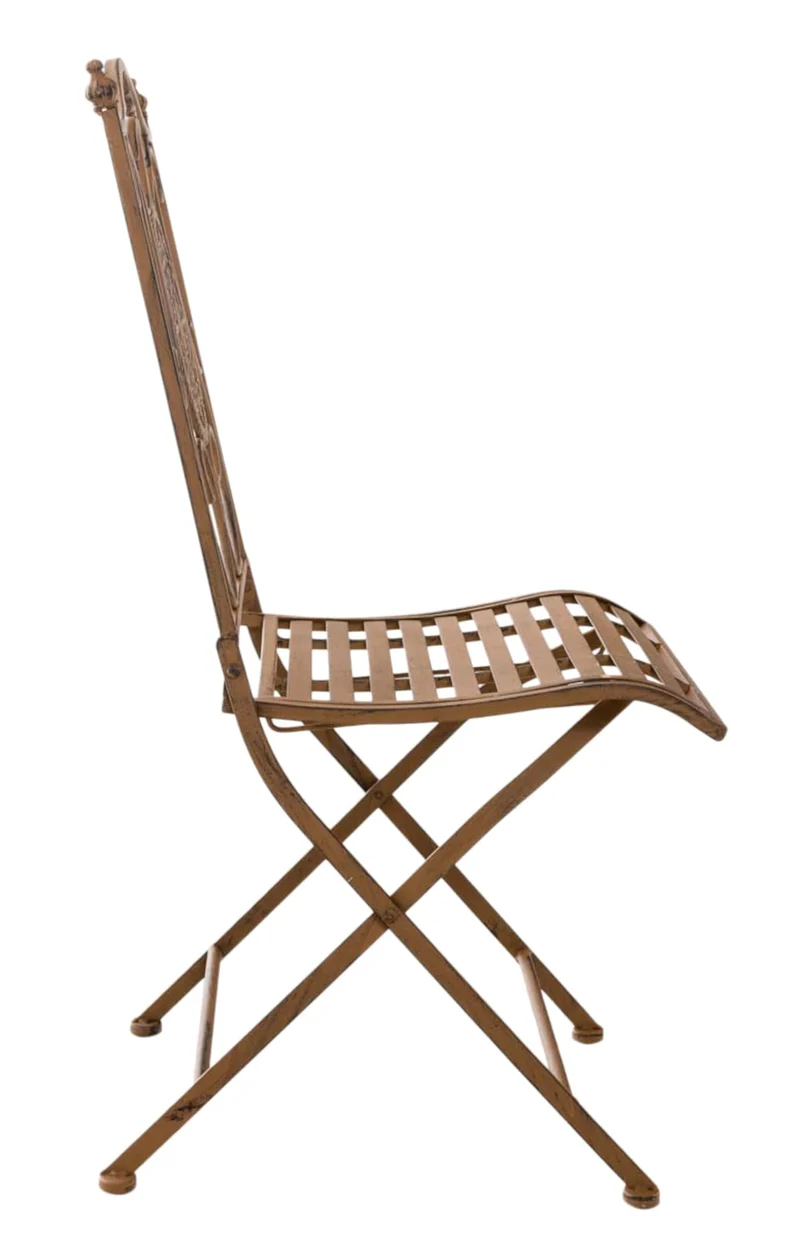 Lot de 2 chaises de jardin balcon terrasse design rustique pliable en métal marron vieilli 10_0002872