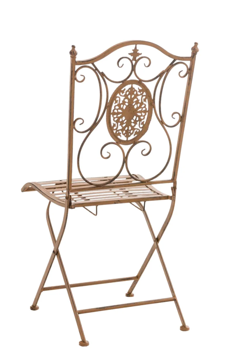 Lot de 2 chaises de jardin balcon terrasse design rustique pliable en métal marron vieilli 10_0002872