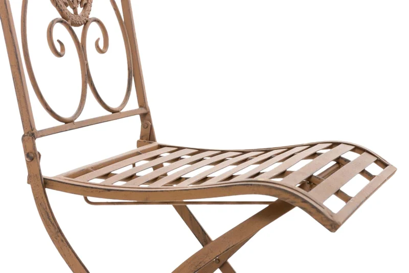 Lot de 2 chaises de jardin balcon terrasse design rustique pliable en métal marron vieilli 10_0002872