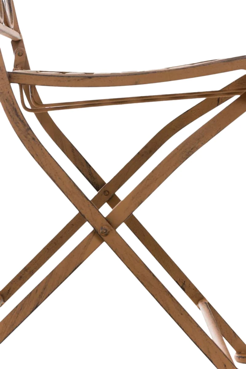 Lot de 2 chaises de jardin balcon terrasse design rustique pliable en métal marron vieilli 10_0002872