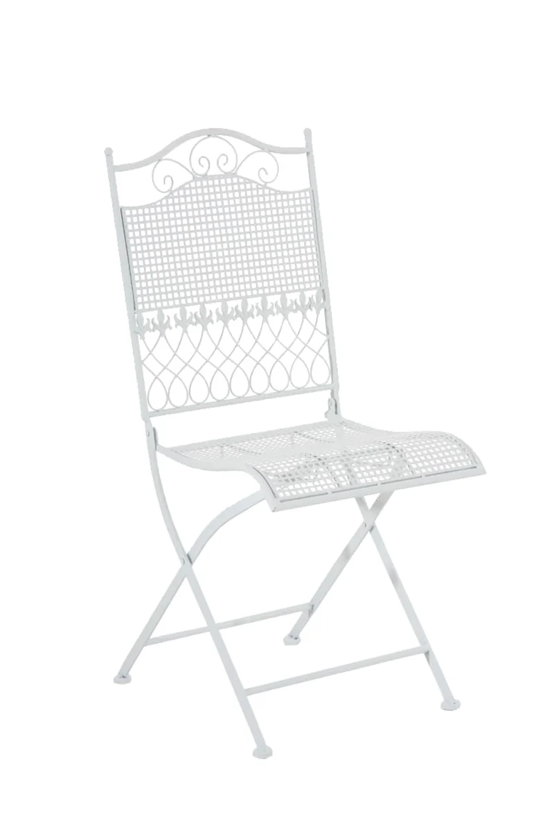 Lot de 2 chaises de jardin pliable balcon terrasse design rustique en métal blanc 10_0002838