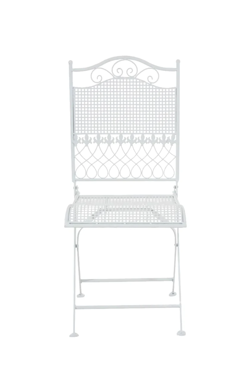 Lot de 2 chaises de jardin pliable balcon terrasse design rustique en métal blanc 10_0002838