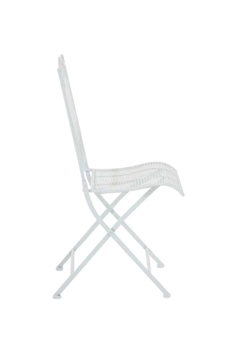 Lot de 2 chaises de jardin pliable balcon terrasse design rustique en métal blanc 10_0002838
