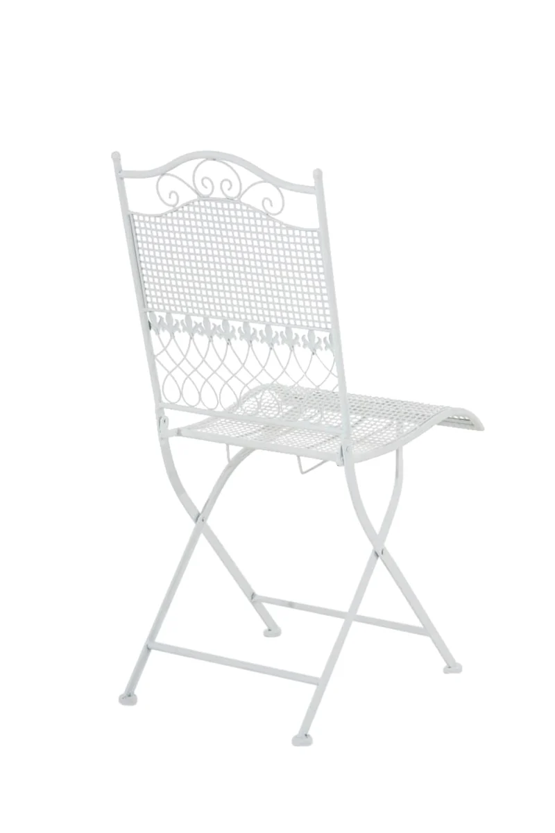 Lot de 2 chaises de jardin pliable balcon terrasse design rustique en métal blanc 10_0002838