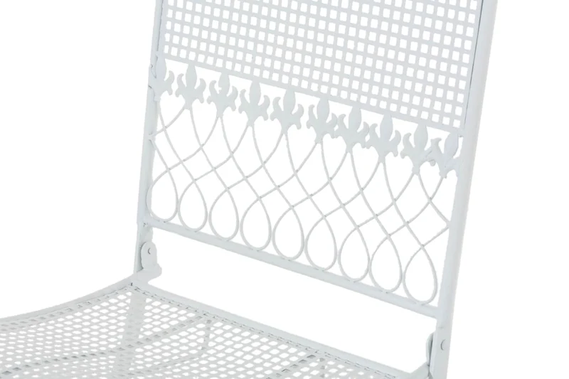 Lot de 2 chaises de jardin pliable balcon terrasse design rustique en métal blanc 10_0002838