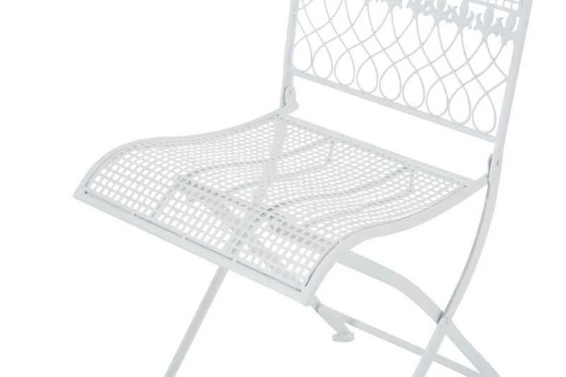 Lot de 2 chaises de jardin pliable balcon terrasse design rustique en métal blanc 10_0002838