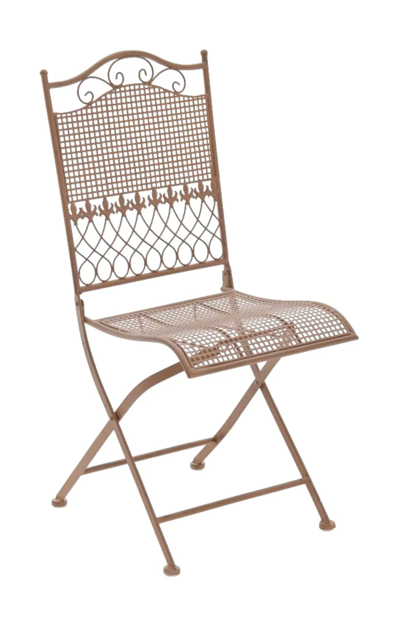 Lot de 2 chaises de jardin pliable balcon terrasse design rustique en métal marron vieilli 10_0002836