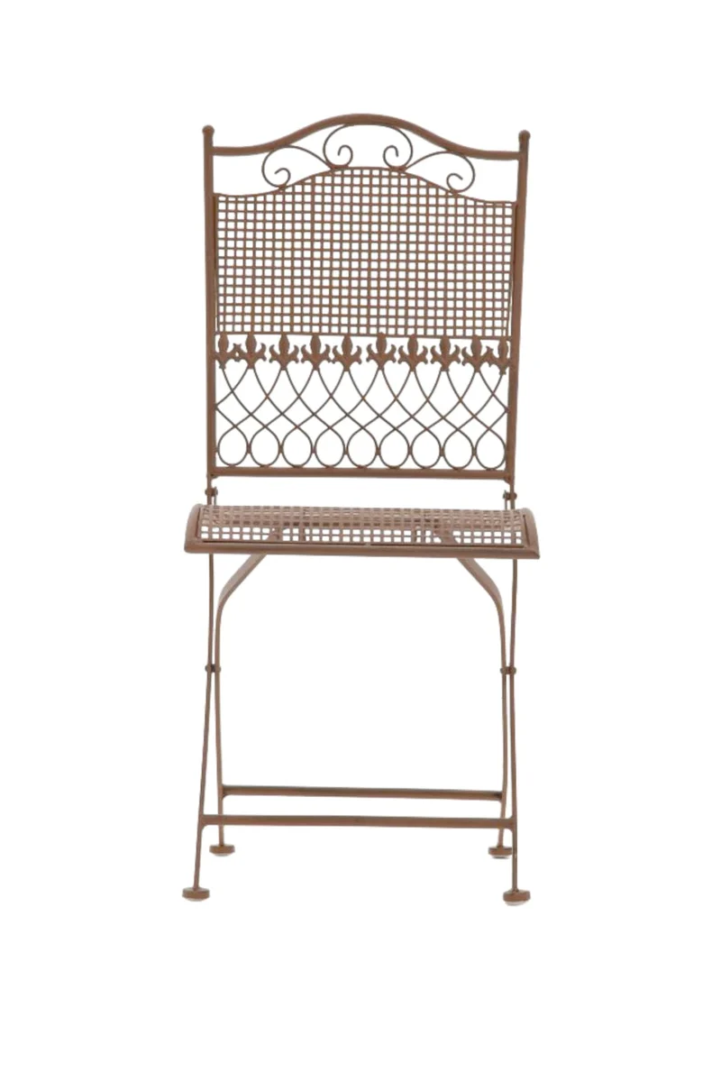 Lot de 2 chaises de jardin pliable balcon terrasse design rustique en métal marron vieilli 10_0002836