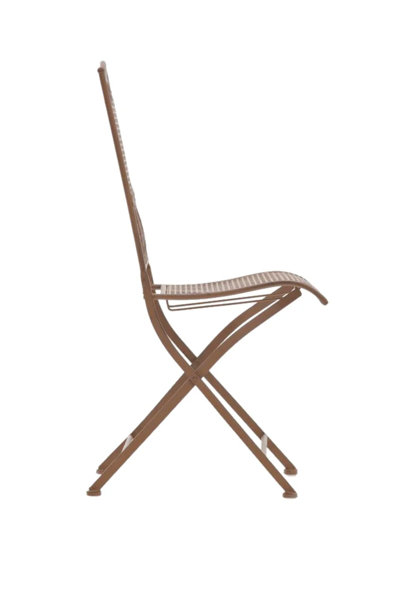 Lot de 2 chaises de jardin pliable balcon terrasse design rustique en métal marron vieilli 10_0002836